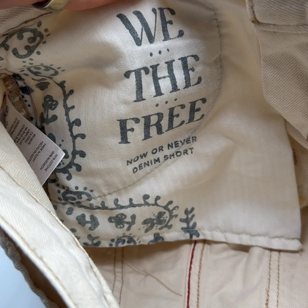 Free People Now or Never Denim Cream Shorts Size 28